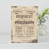 Trendy Rustic Beige Grunge Wedding Invite Kaart (Staand voorkant)