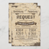 Trendy Rustic Beige Grunge Wedding Invite Kaart (Voorkant / Achterkant)