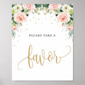 Trendy Rustic blush roze florale goudpleister Poster (Voorkant)