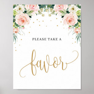 Trendy Rustic blush roze florale goudpleister Poster