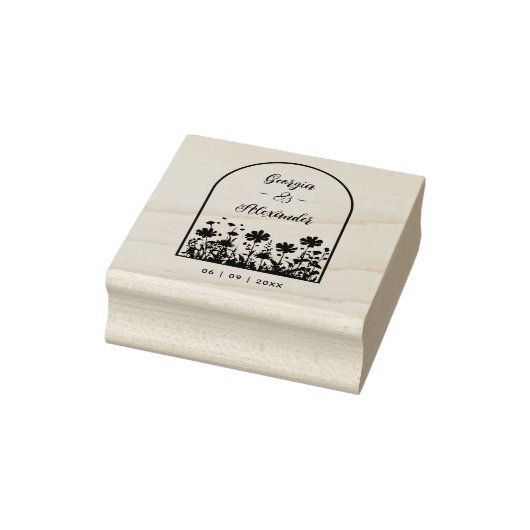 Trendy Rustic Chic Wildflowers Window Arch Wedding Rubberstempel (Stempel)