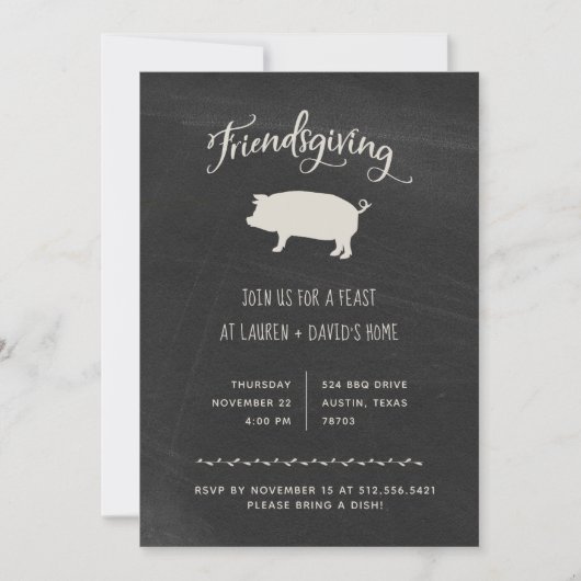 Trendy Rustic Friendsgiving | Thanksgiving diner Kaart (Voorkant)