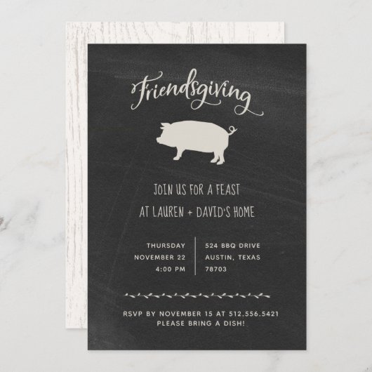 Trendy Rustic Friendsgiving | Thanksgiving diner Kaart (Voorkant / Achterkant)