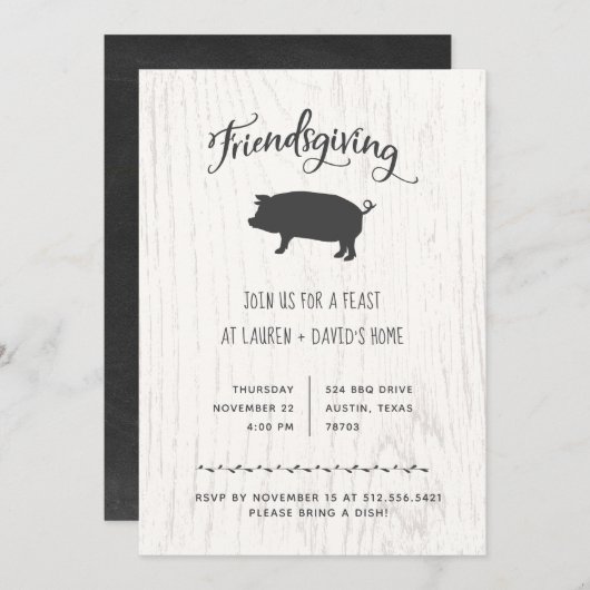 Trendy Rustic Friendsgiving | Thanksgiving Kaart (Voorkant / Achterkant)