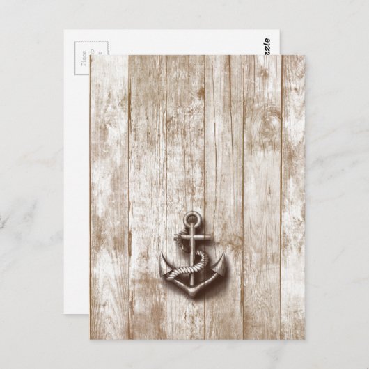 Trendy  rustic nautical anchor briefkaart (Voorkant / Achterkant)
