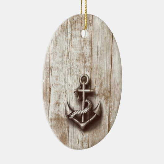 Trendy rustic nautical anchor keramisch ornament (Rechts)