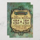 Trendy Rustic Patina Wedding Invite Kaart (Voorkant / Achterkant)