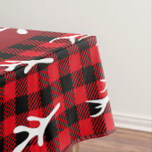 Trendy rustic plaid and white reindeers red black tafelkleed (Voorbeeld)