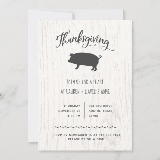Trendy Rustic Thanksgiving Dinner Kaart (Voorkant)