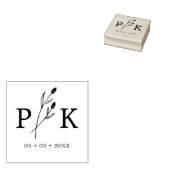 Trendy Rustic Wedding Initialen Boho Wildbloemen Rubberstempel (Gestempeld)