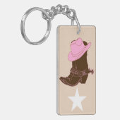 Trendy Rustic Westerne Cowgirl Boots Sleutelhanger (Voorkant Links)
