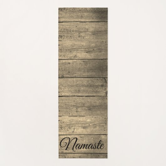 Trendy rustiek hout Namaste gepersonaliseerd Yogamat (Voorkant)