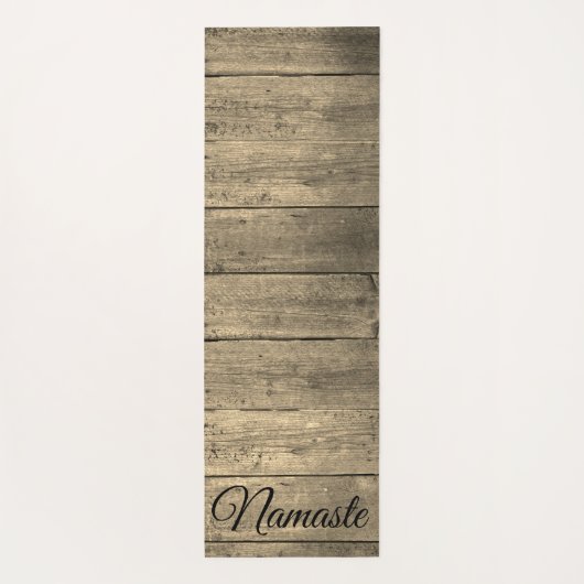Trendy rustiek hout Namaste gepersonaliseerd Yogamat (Achterkant)