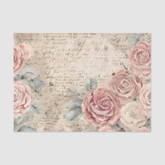 Trendy rustieke  bloemen en letters Decoupage Tissuepapier (Voorkant)