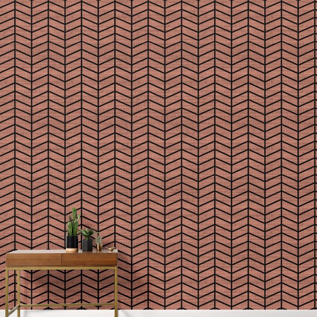 Trendy rustieke bruine Chevron Behang (Hal)