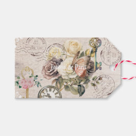 Trendy rustieke Franse achtergrond  efemera Cadeaulabel