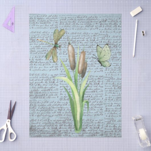 Trendy rustieke kalligrafie letters Blauw Tissuepapier (Craft)