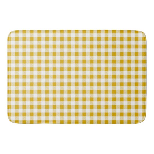 Trendy rustieke mosterd geel gingham cheques badmat (Voorkant)