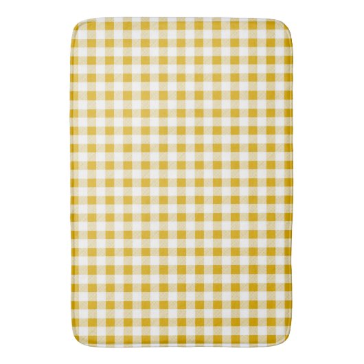 Trendy rustieke mosterd geel gingham cheques badmat (Voorkant Verticaal)