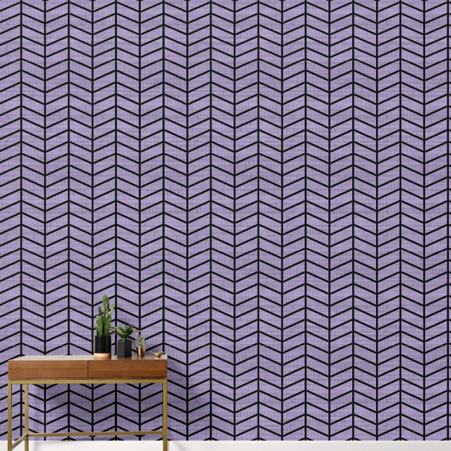 Trendy rustieke Paarse Chevron Behang (Hal)