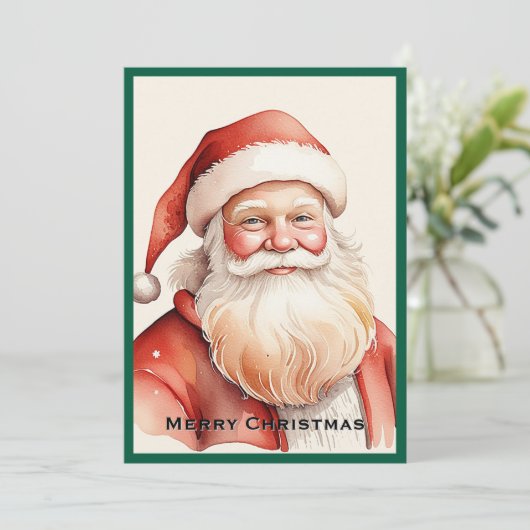 Trendy rustieke retro klassieke kerstman feestdagenkaart (Staand voorkant)