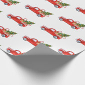 Trendy Rustieke Rode Vintage Kerst Vrachtwagen Vak Cadeaupapier (Hoek)