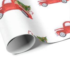 Trendy Rustieke Rode Vintage Kerst Vrachtwagen Vak Cadeaupapier
