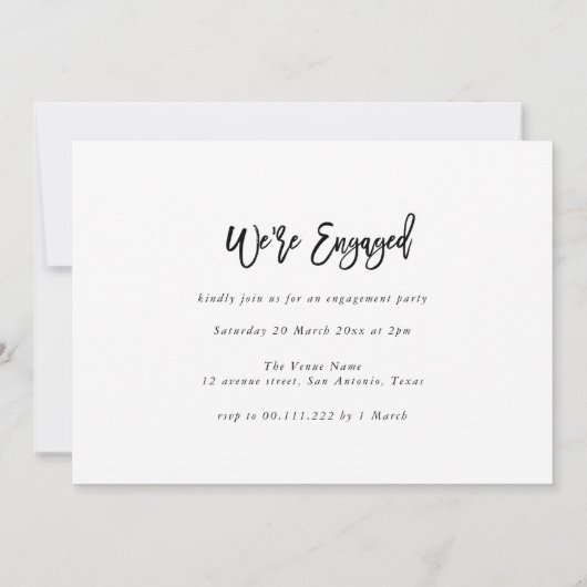 Trendy rustieke script verlovingsfeest kaart (Achterkant)