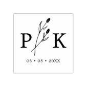 Trendy Rustieke Trouwdag Initialen Boho Wilde Bloe Rubberstempel (Afrduk)