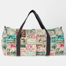 Trendy rustieke vintage collage kunstwerk Grunge Plunjezak