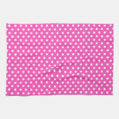 Trendy Rustieke Witte Polka Dots Roze  Retro Theedoek (Horizontaal)