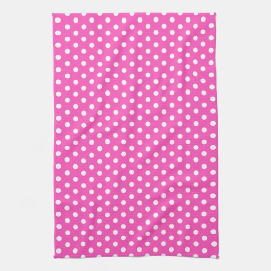 Trendy Rustieke Witte Polka Dots Roze  Retro Theedoek (Verticaal)