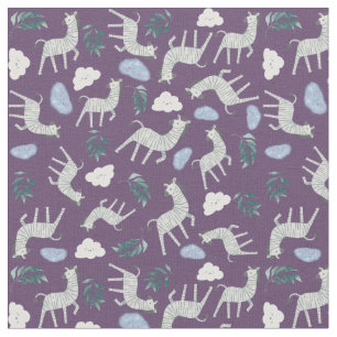 Trendy safari animals oerwoud zebra paard paars    stof