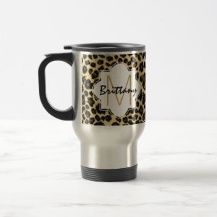 Trendy Safari Leopard Print Monogram Reisbeker