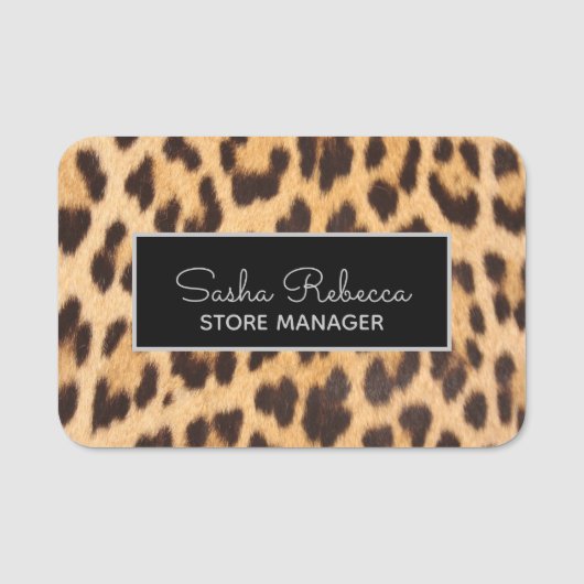 trendy safari mode leopard spots cheetah print naamplaatje (Voorkant)