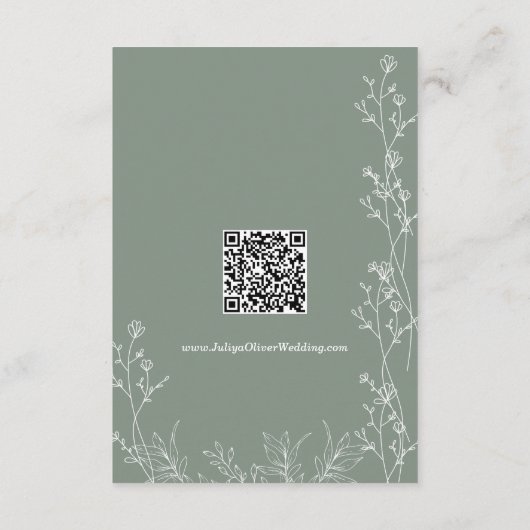Trendy saga groen QR code bruiloft Details Informatiekaartje (Achterkant)