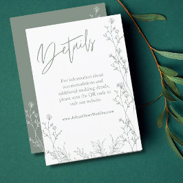 Trendy saga groen QR code bruiloft Details Informatiekaartje