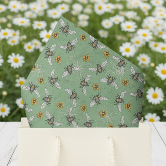 Trendy Sage Green Buzzing Honingbij voor de zomer Tissuepapier