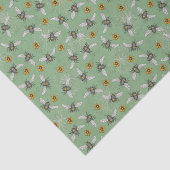 Trendy Sage Green Buzzing Honingbij voor de zomer Tissuepapier (Detail)