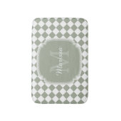Trendy Sage Green Checked Monogrammed Name Badmat (Voorkant Verticaal)