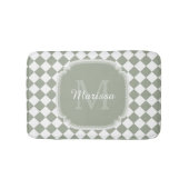 Trendy Sage Green Checked Monogrammed Name Badmat (Voorkant)