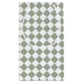 Trendy Sage Green Checked Monogrammed Name Klein Cadeauzakje (Achterkant)