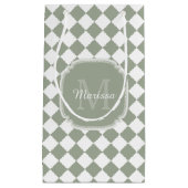 Trendy Sage Green Checked Monogrammed Name Klein Cadeauzakje (Voorkant)
