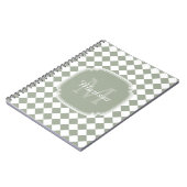 Trendy Sage Green Checked Monogrammed Name Notitieboek (Linkerzijde)