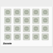 Trendy Sage Green Checked Monogrammed Name Vierkante Sticker (Vel)