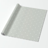 Trendy Sage Green en White Polka Dots Cadeaupapier (Uitgerold)