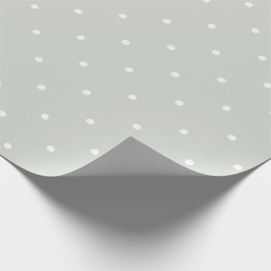 Trendy Sage Green en White Polka Dots Cadeaupapier (Hoek)