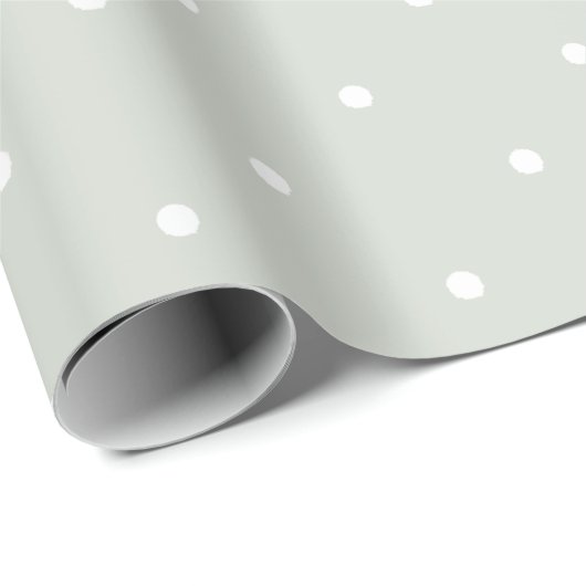 Trendy Sage Green en White Polka Dots Cadeaupapier (Rol Hoek)