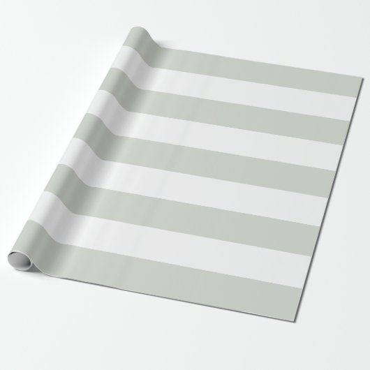 Trendy Sage Green en White Stripes Cadeaupapier (Uitgerold)