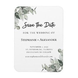 Trendy Sage Green Eucalyptus Wedding Save the Date Magneet